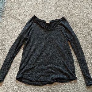 Gray Heather V-neck Sweater-XS